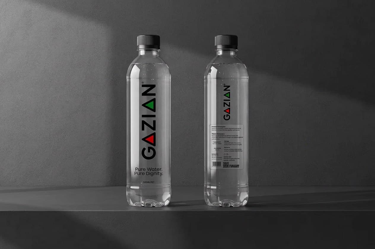 Front and back of Gazian Water bottles